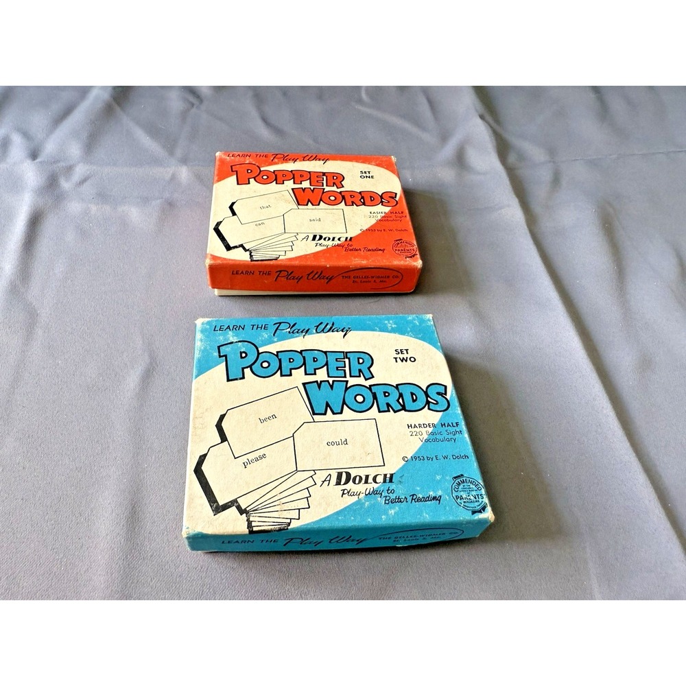 VTG‎ 1953 POPPER WORDS Flash Cards Set 1 & 2 Vocabulary Learn The Play Way DOLCH